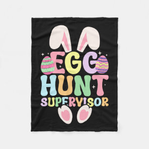 Egg Hunt Supervisor Retro Egg Hunting Party Mum Da Fleece Blanket
