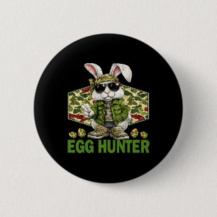 Egg Hunter Cute Rabbit Peace Sign Camo Easter Bunn 6 Cm Round Badge