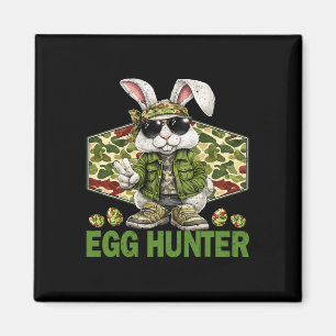 Egg Hunter Cute Rabbit Peace Sign Camo Easter Bunn Magnet