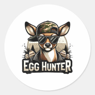 Egg Hunter Deer Buck Backward Cap Deer Hunting Eas Classic Round Sticker