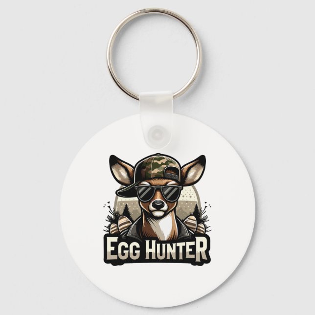 Egg Hunter Deer Buck Backward Cap Deer Hunting Eas Key Ring (Front)