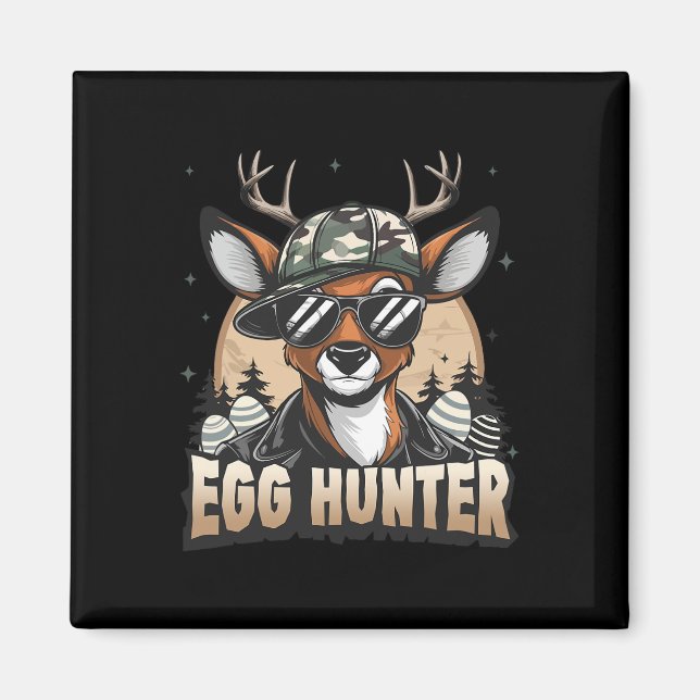 Egg Hunter Deer Buck Backward Cap Deer Hunting Eas Magnet (Front)