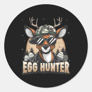 Egg Hunter Deer Buck Byckward Cap Deer Hunting Eas Classic Round Sticker