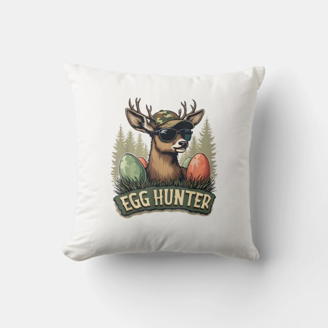 Egg Hunter Deer Buck Happy Easter Day Eggs Boys Ki Cushion (Front)