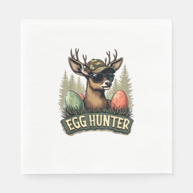 Egg Hunter Deer Buck Happy Easter Day Eggs Boys Ki Napkin (Front)
