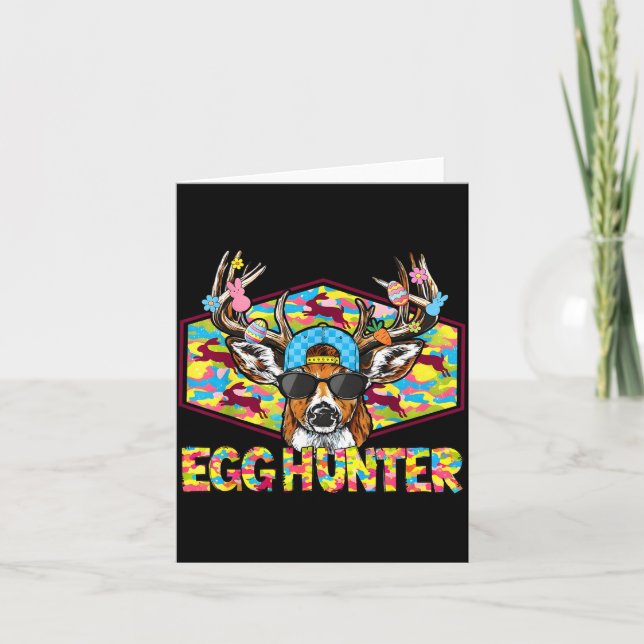 Egg Hunter Easter Deer Camo Buck Sunglasses Boys Card (Front)