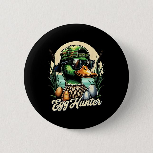 Egg Hunter Funny Easter Duck Egg Hunting  6 Cm Round Badge (Front)