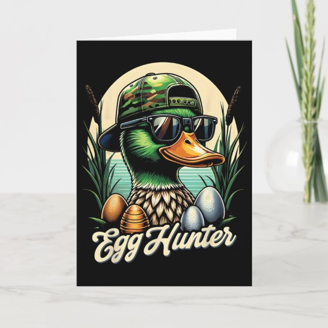 Egg Hunter Funny Easter Duck Egg Hunting  Card (Front)