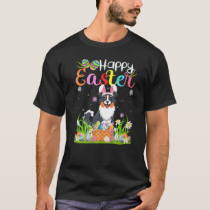 Egg Hunting Bunny Australian Shepherd Dog Happy Ea T-Shirt
