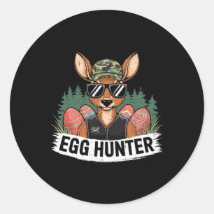 Egg Hunting Happy Easter Day Deer Hunting Easter B Classic Round Sticker