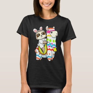 Egg Hunting Llama Bunny Cute Sloth Riding Llama Ea T-Shirt