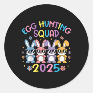 Egg Hunting Squad 2025 Happy Easter Bunny Family B Classic Round Sticker