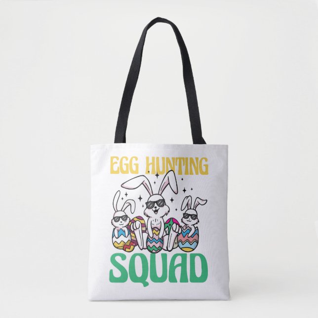 Egg Hunting Squad Easter Funny Kid Easter Egg Hunt Tote Bag (Front)