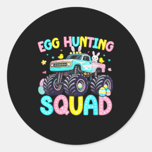 Egg hunting squad for kids toddler boys girls classic round sticker