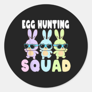 Egg Hunting Squad Funny Easter Bunnies Egg Hunt Classic Round Sticker