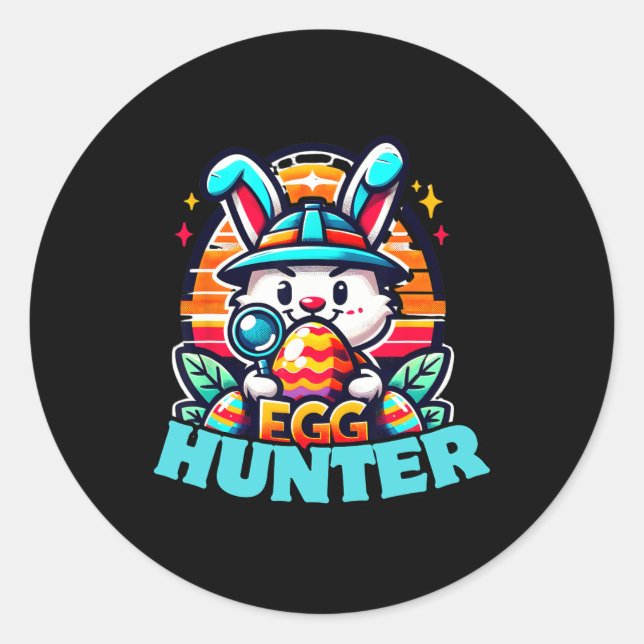 Egg Hunting Squad Graphic Easter Egg Hunt  Classic Round Sticker (Front)