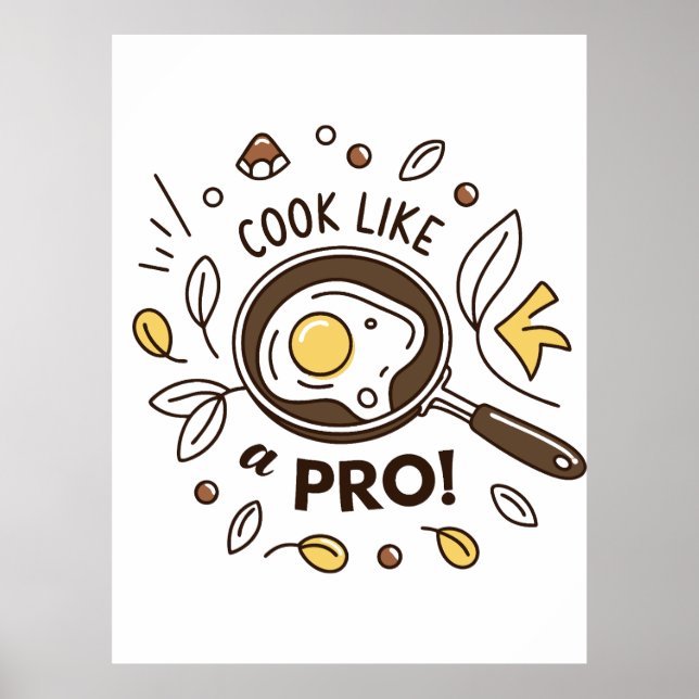 Egg in Pan Illustration – Delicious Breakfast Art Poster (Front)