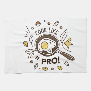 Egg in Pan Illustration – Delicious Breakfast Art Tea Towel