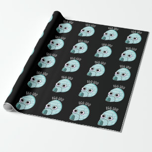 Egg-loo Funny Egg Pun Dark BG Wrapping Paper