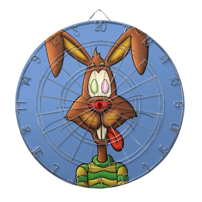 egg mad easter bunny funny cartoon drawing dartboard (Front)