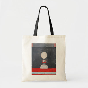 Egg over red and black tote bag