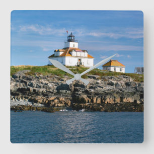 Egg Rock Lighthouse, Bar Harbour Maine Square Wall Clock