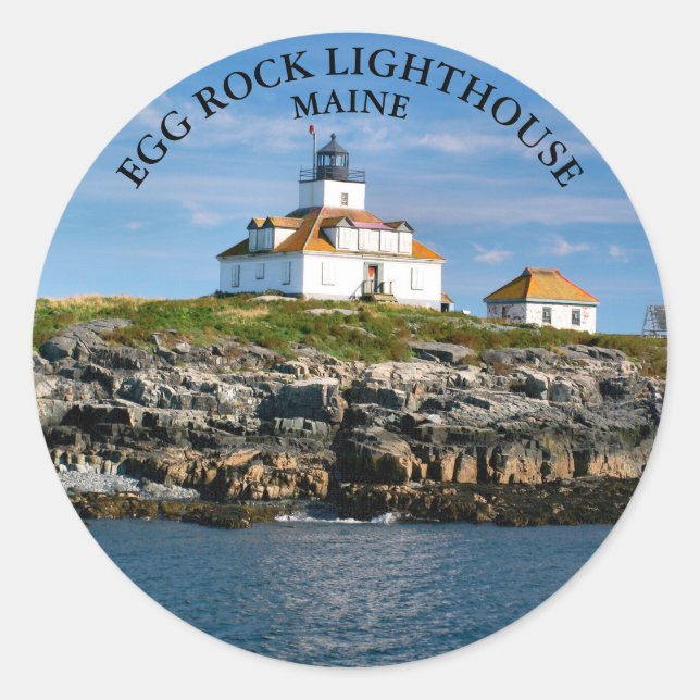 Egg Rock Lighthouse, Maine Round Stickers (Front)