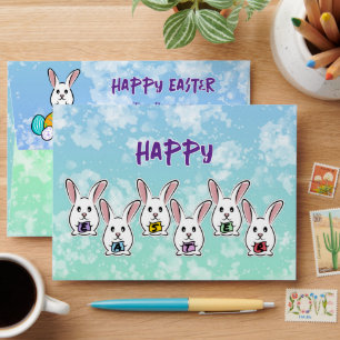 Egg-shaped Easter Rabbits Envelope