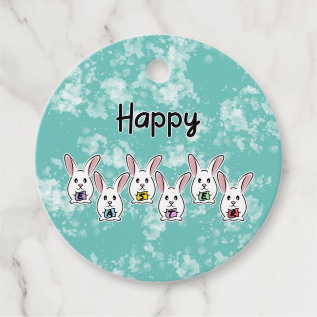 Egg Shaped Easter Rabbits Favour Tags (Front)