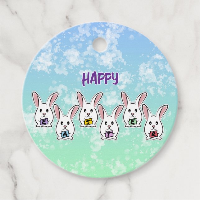 Egg Shaped Easter Rabbits Favour Tags (Front)