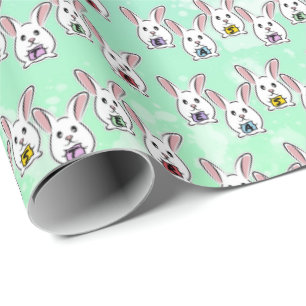 Egg Shaped Easter Rabbits Wrapping Paper