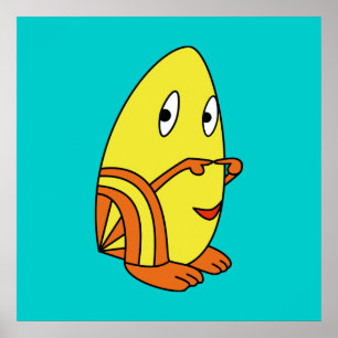 Egg-shaped kawaii cute cartoon character posters