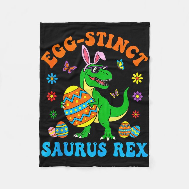 Egg-stinct saurus rex eggs bunny t rex easter day fleece blanket (Front)