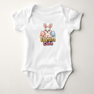 Egg-stra Cute Easter Bunny with Colorful Eggs Baby Bodysuit