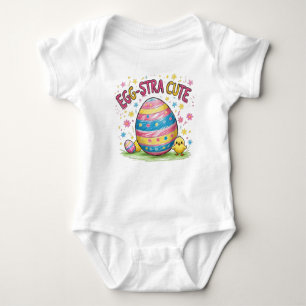 Egg-stra Cute Easter with Chick and Colourful Egg Baby Bodysuit