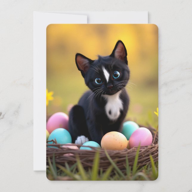 Egg-stra Cute: Felini’s Springtime Surprise Holiday Card (Front)