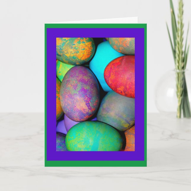 Egg-stra Special Easter Brightly Dyed Eggs Holiday Card (Front)