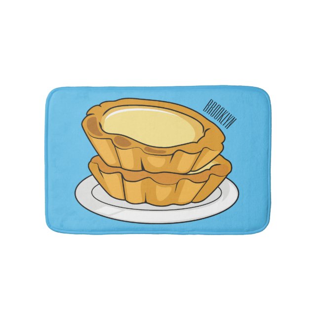 Egg tart cartoon illustration  bath mat (Front)
