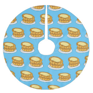 Egg tart cartoon illustration brushed polyester tree skirt