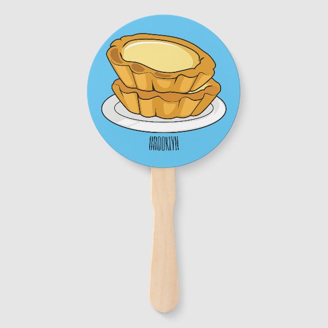 Egg tart cartoon illustration hand fan (Front)