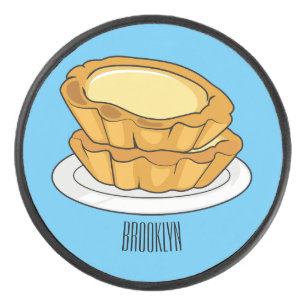 Egg tart cartoon illustration hockey puck