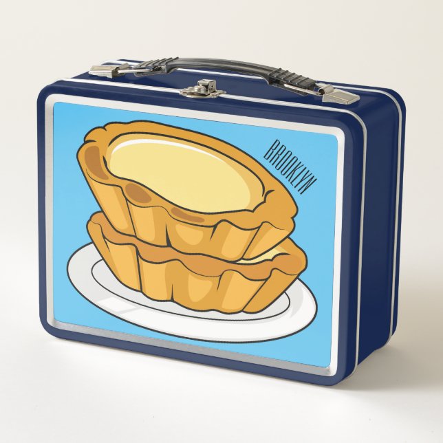 Egg tart cartoon illustration  metal lunch box (Front)