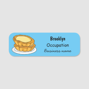 Egg tart cartoon illustration name tag