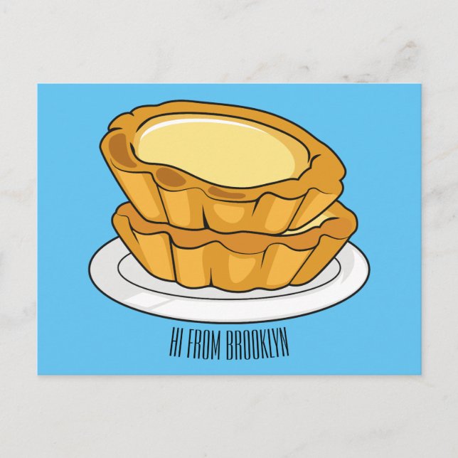 Egg tart cartoon illustration  postcard (Front)