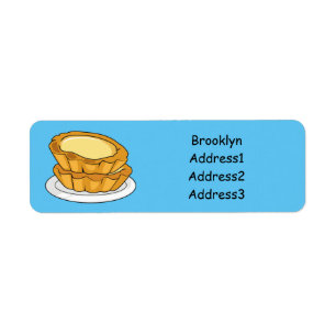 Egg tart cartoon illustration return address label