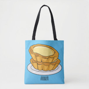 Egg tart cartoon illustration tote bag
