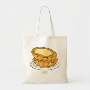 Egg tart cartoon illustration tote bag