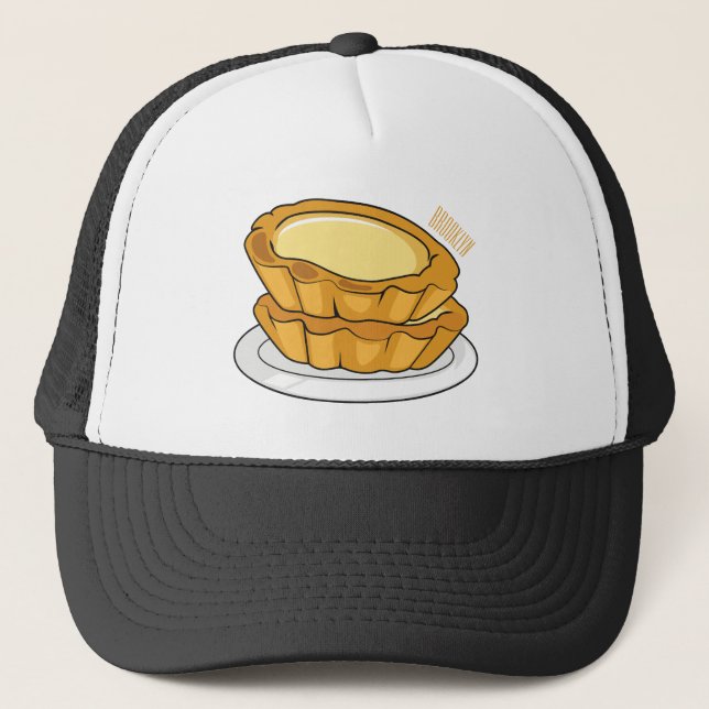 Egg tart cartoon illustration  trucker hat (Front)