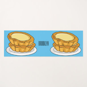 Egg tart cartoon illustration yoga mat