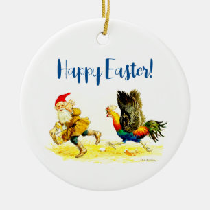 Egg Theif Vintage Funny Jenny Nyström Easter Ceramic Ornament